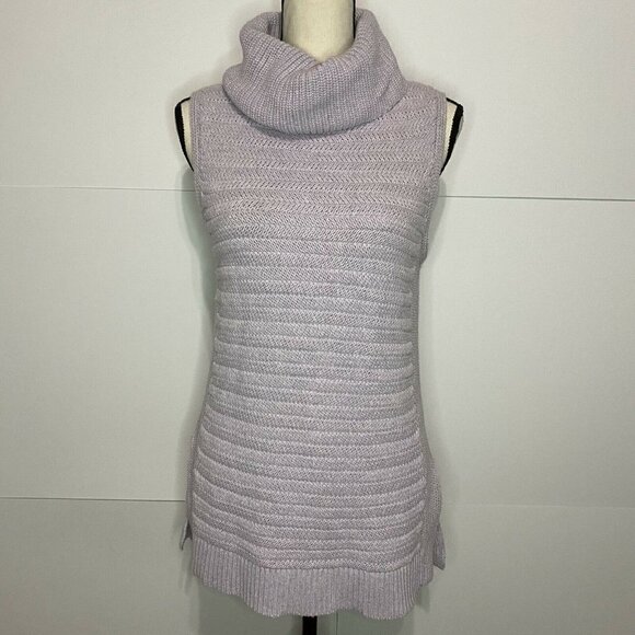 Leo & Sage Small Lilac Purple Sleeveless Turtleneck Sweater Cashmere Blend EUC - Picture 2 of 7